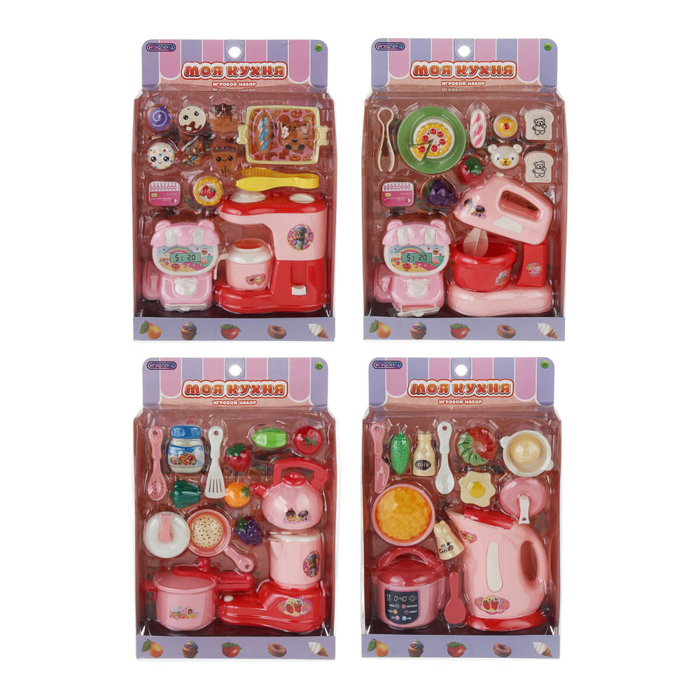 ИГРОЛЕНД Игровой набор посуды и продуктов "Моя кухня", пластик, 20,5х7,5х30,5 см, 4 диз, арт.№ 294-230
