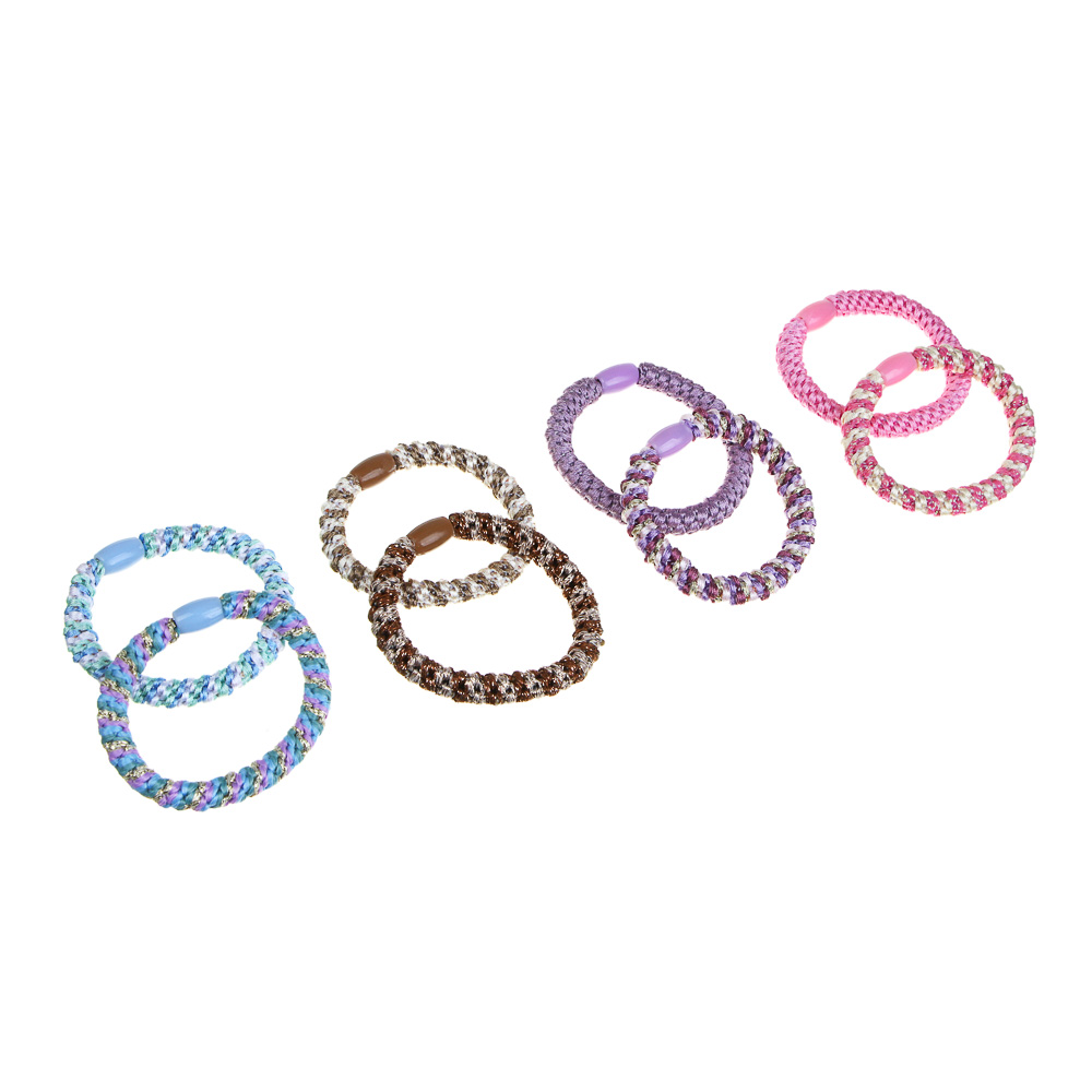 ЮНИLOOK Резинки детские для волос 2шт, полиэстер, 5,5см, 4 сочетания цветов #2, арт.№ 322-288