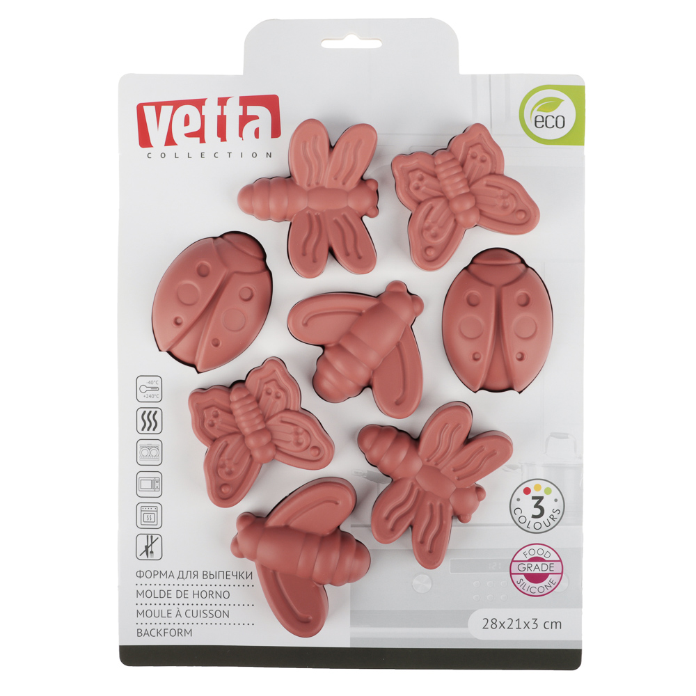 VETTA Форма силиконовая 8 ячеек, 28х21х3см, "Пчелка", 3 цвета, арт.№ 891-075