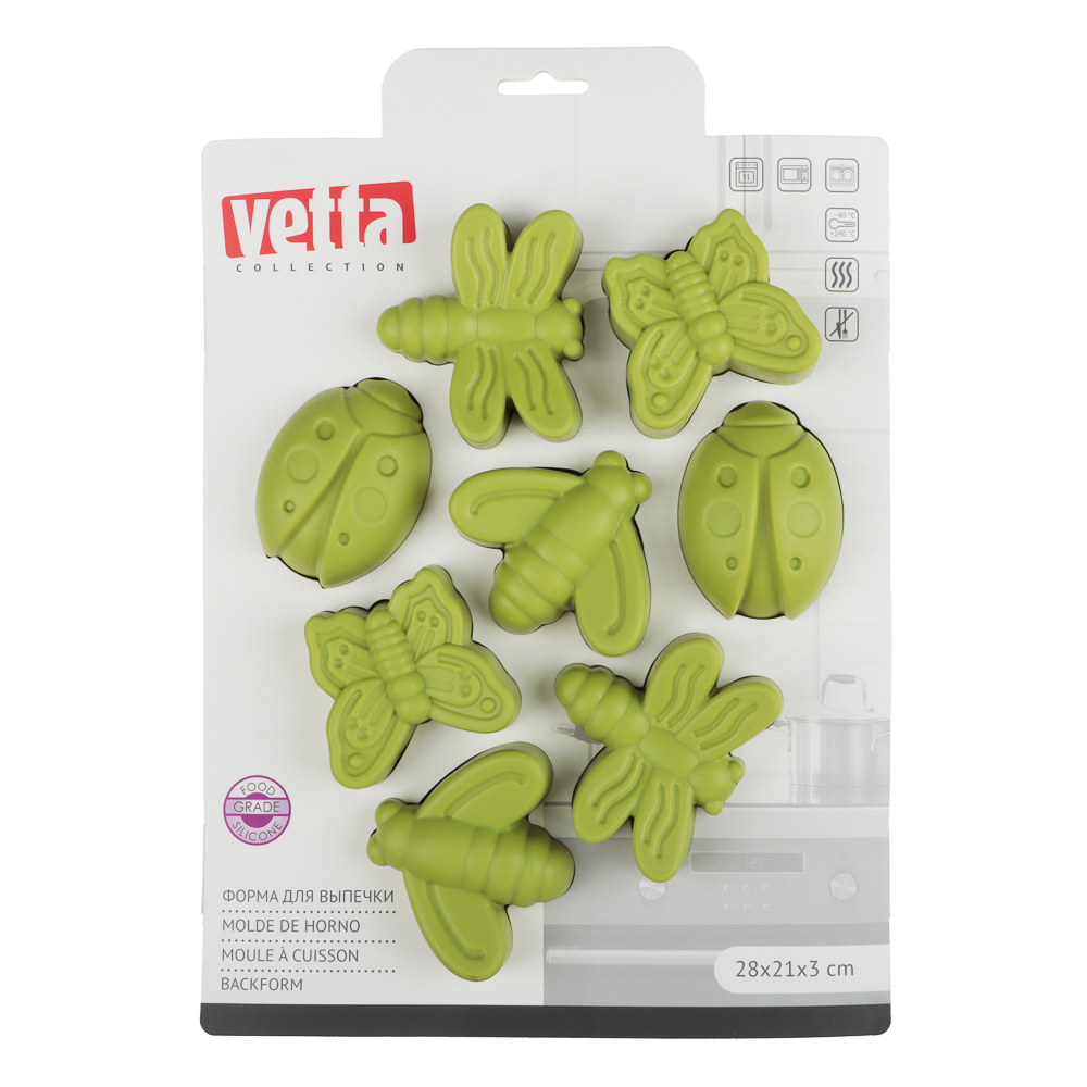 VETTA Форма силиконовая 8 ячеек, 28х21х3см, "Пчелка", 3 цвета, арт.№ 891-075