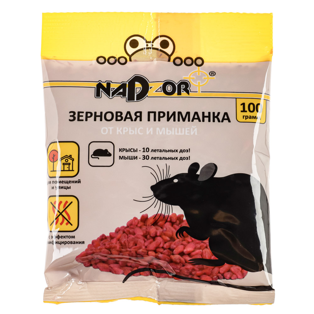Приманка от мышей и крыс зерновая NADZOR, пакет, 100г, арт.№ 968-017