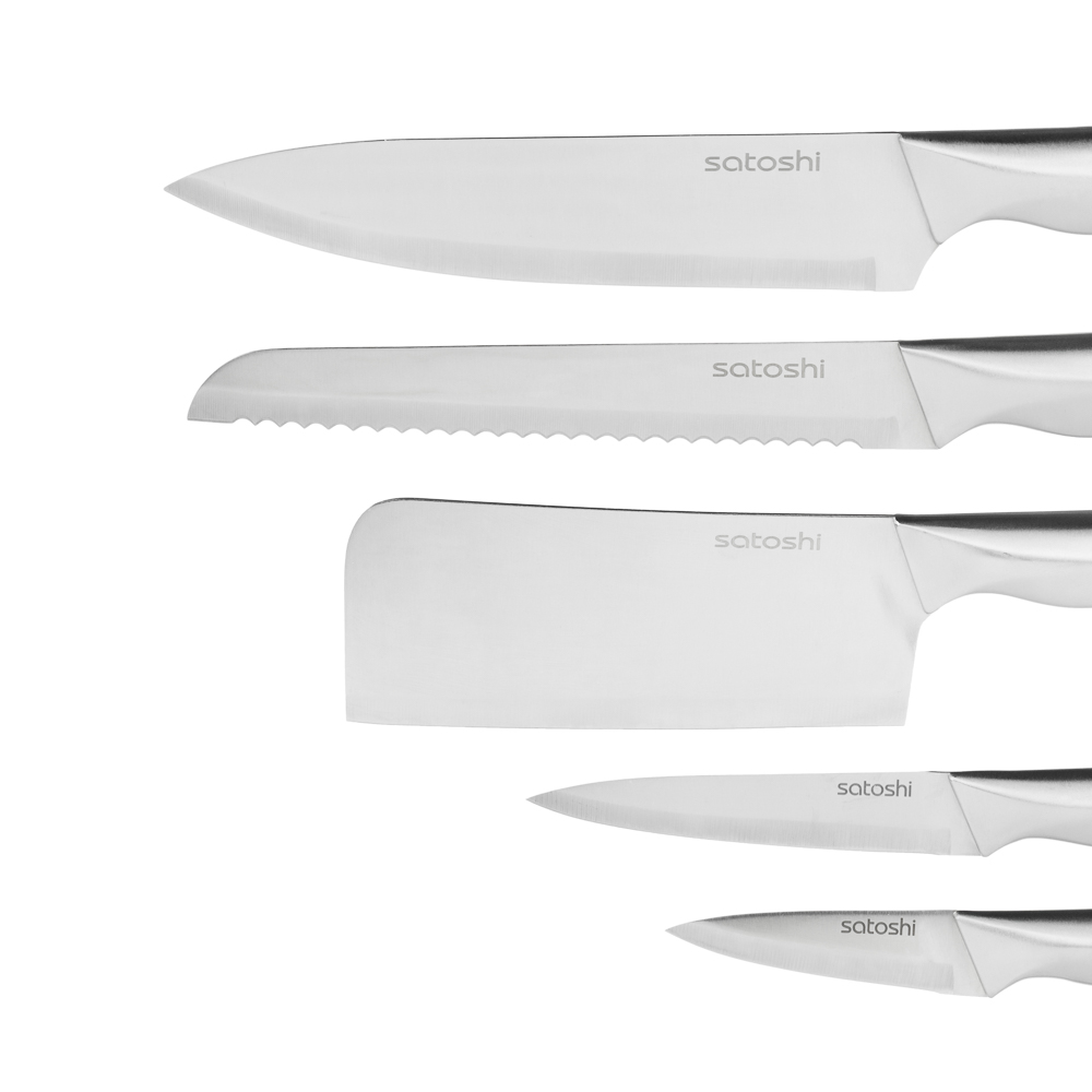 SATOSHI Морель Набор ножей кухонных 9пр, ручки хром, акриловая подставка, арт.№ 803-401