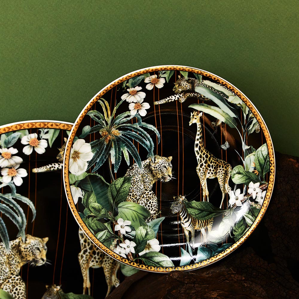 BY COLLECTION Джангл Тарелка десертная, 20,5см, костяной фарфор, арт.№ 802-145