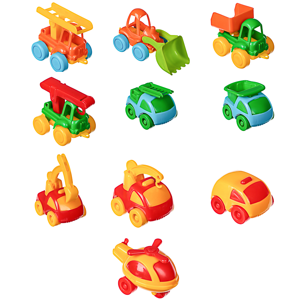 ИГРОЛЕНД Машинки игрушечные Спецтехника мини, пластик, 6,7x11,5x12 см, 10 дизайнов, для детей 3+, арт.№ 292-426