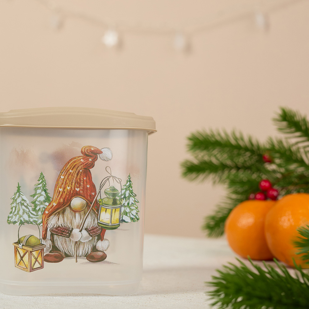 Шишки, Гном Емкость для сыпучих продуктов 1,1л, пластик, 2 дизайна, арт.№ 861-471