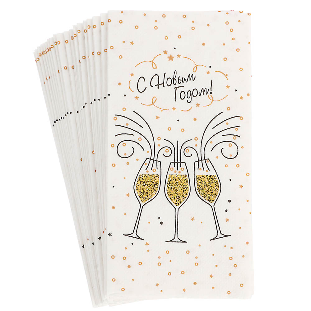 Салфетки бумажные двухслойные Символ года/Пирожные/С новым годом 33х33см, 6 дизайнов, 20шт, арт.№ 912-033