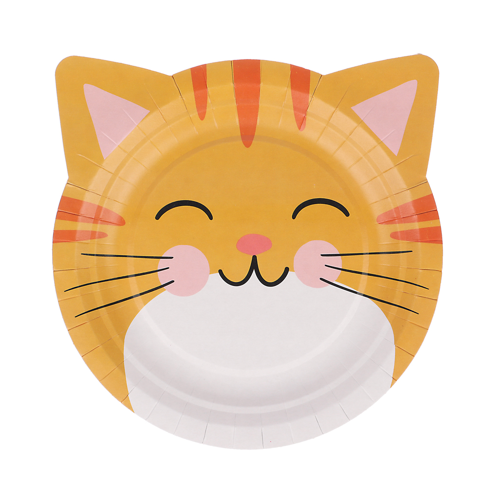 Набор бумажных тарелок Кошки с ушками, в т/у пленке, 6 шт d=180 мм, арт.№ 530-390