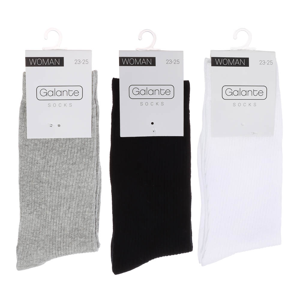 GALANTE Носки женские, 85% хлопок, 10% полиамид, 5% спандекс, р-р 23-25, цвета в ас-те, арт.№ 312-384