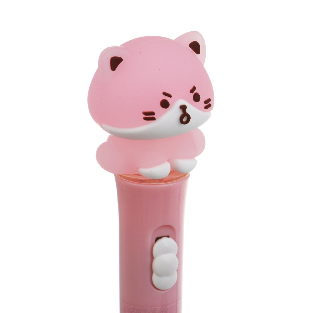 Ручка гелевая черная 0,5мм, с LED подсветкой "Котики", 4 вида, арт.№ 591-305