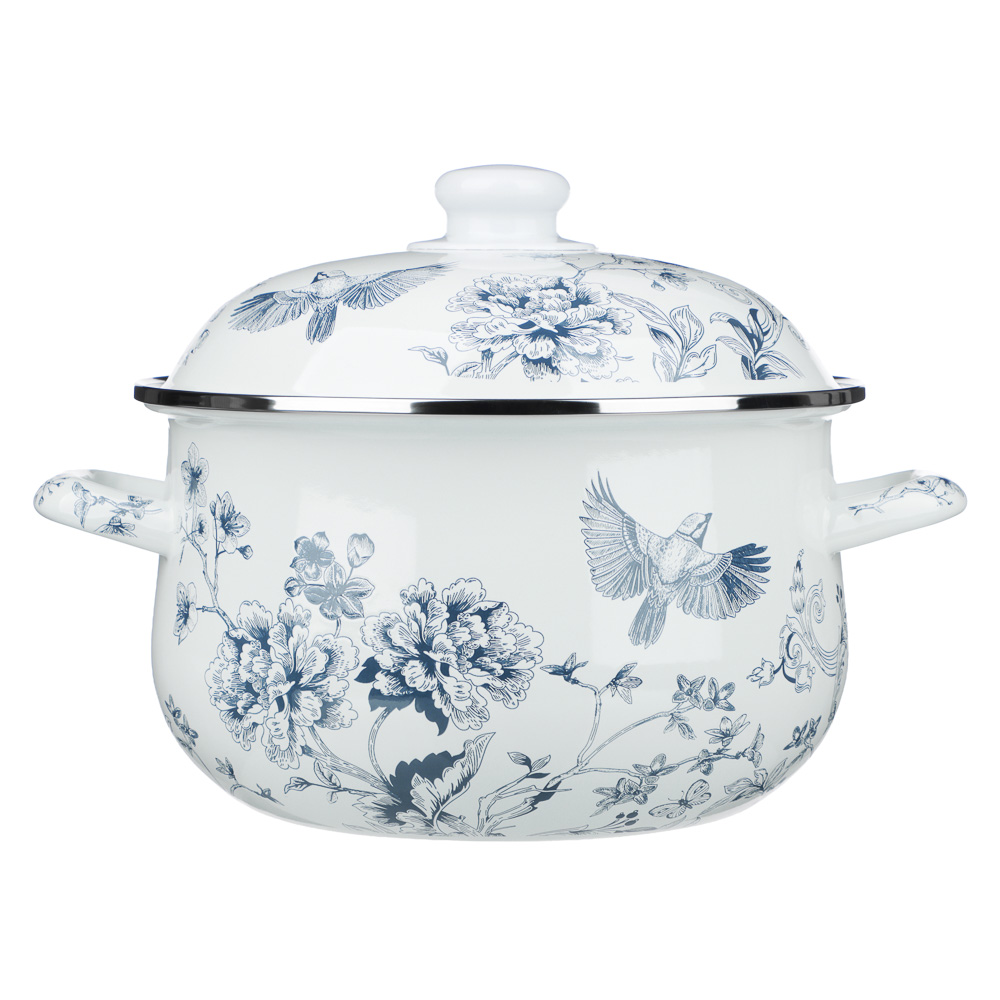 Кастрюля эмалированная тм VETTA Флорал, 22см, 3,6л, индукция, арт.№ 894-571