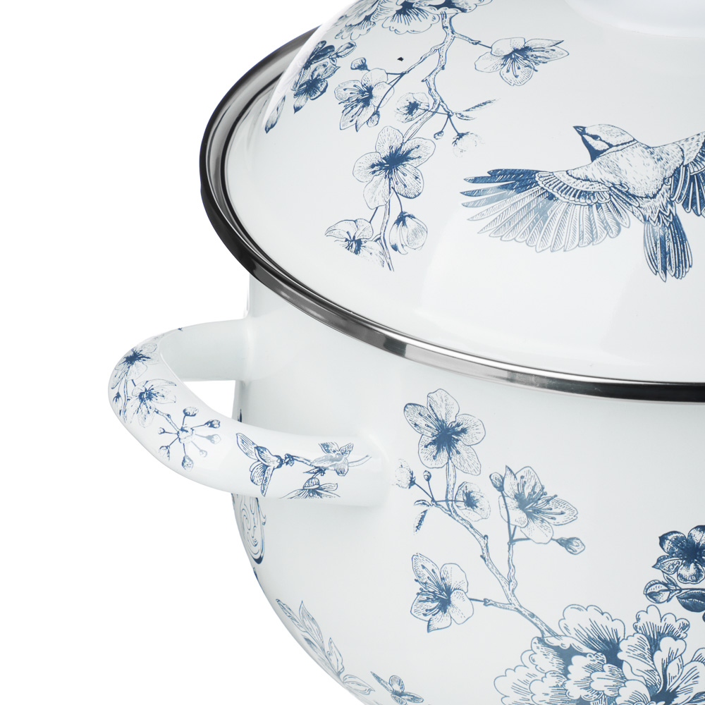 Кастрюля эмалированная тм VETTA Флорал, 22см, 3,6л, индукция, арт.№ 894-571