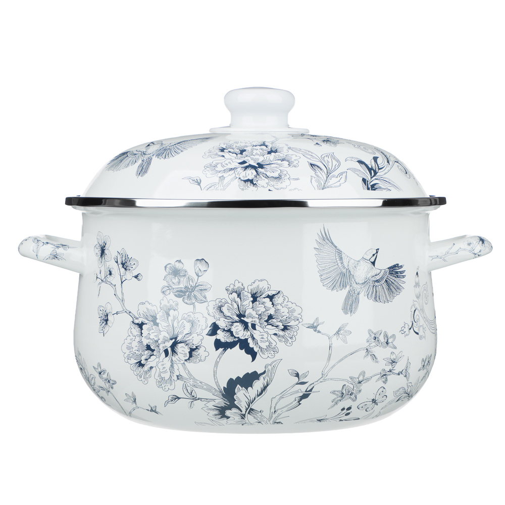 Кастрюля эмалированная тм VETTA Флорал, 24см, 5л, индукция, арт.№ 894-572