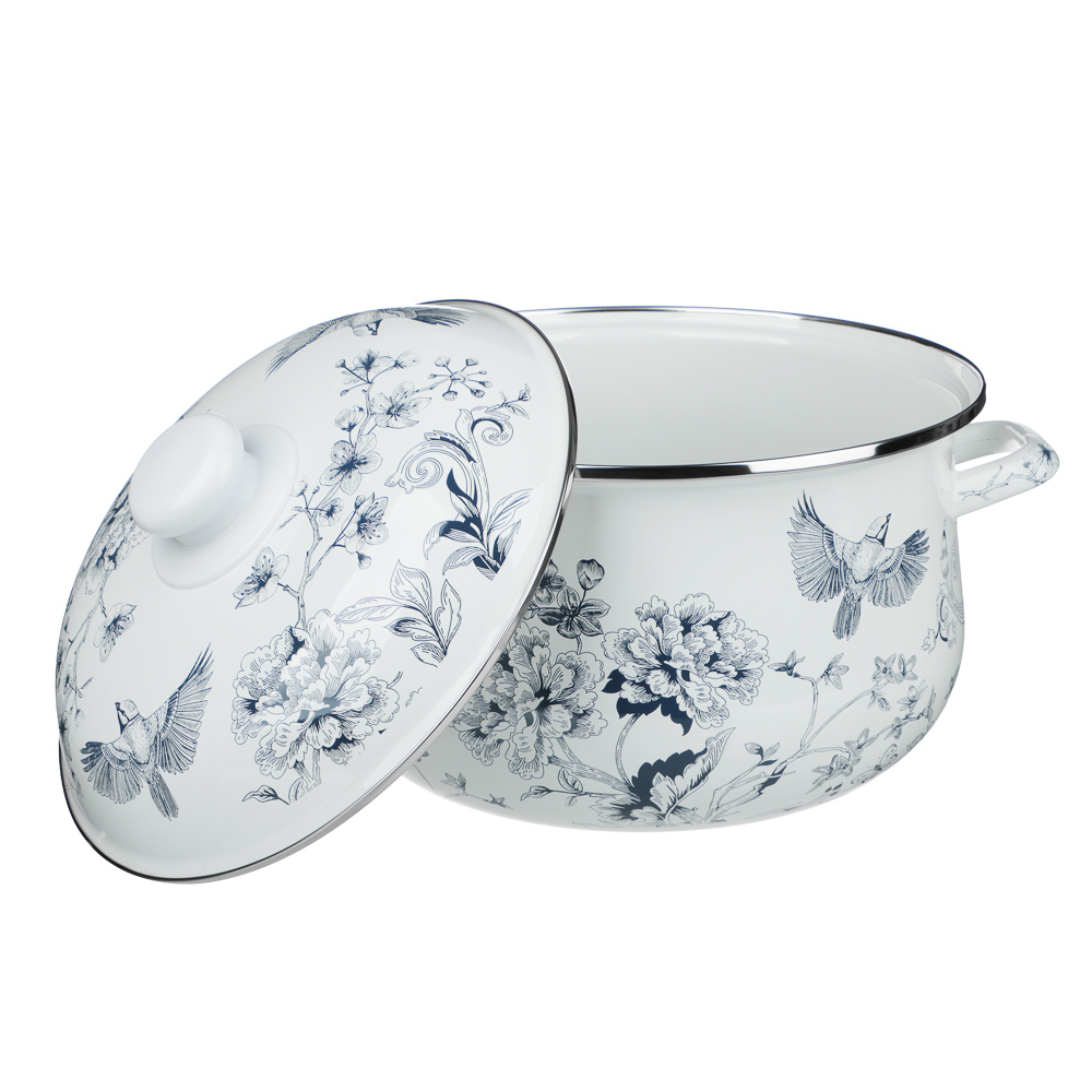 Кастрюля эмалированная тм VETTA Флорал, 24см, 5л, индукция, арт.№ 894-572