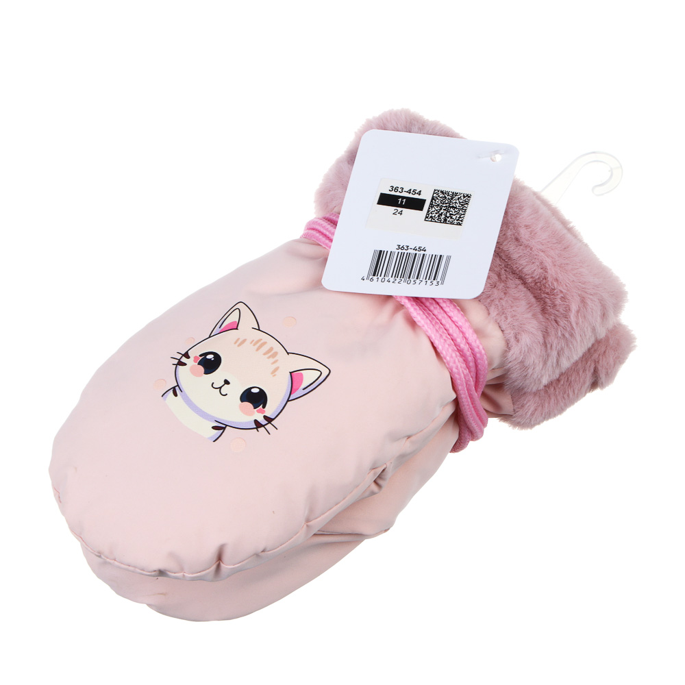 GALANTE Рукавицы детские на флисе на веревке, р.12, 100% полиэстер, разноцветные, ОЗ25-38, арт.№ 363-454