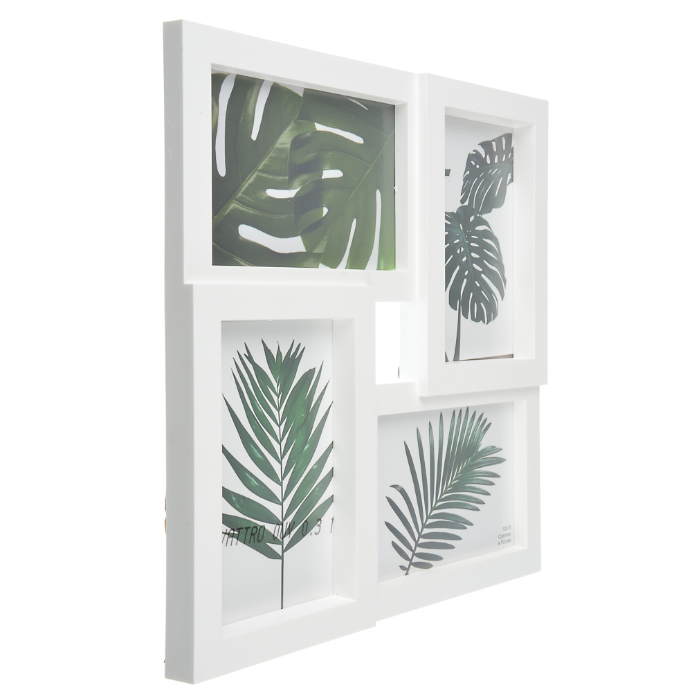 LADECOR Фоторамка на 4 фотографии, 30х30см, пластик, белая, арт.№ 424-039