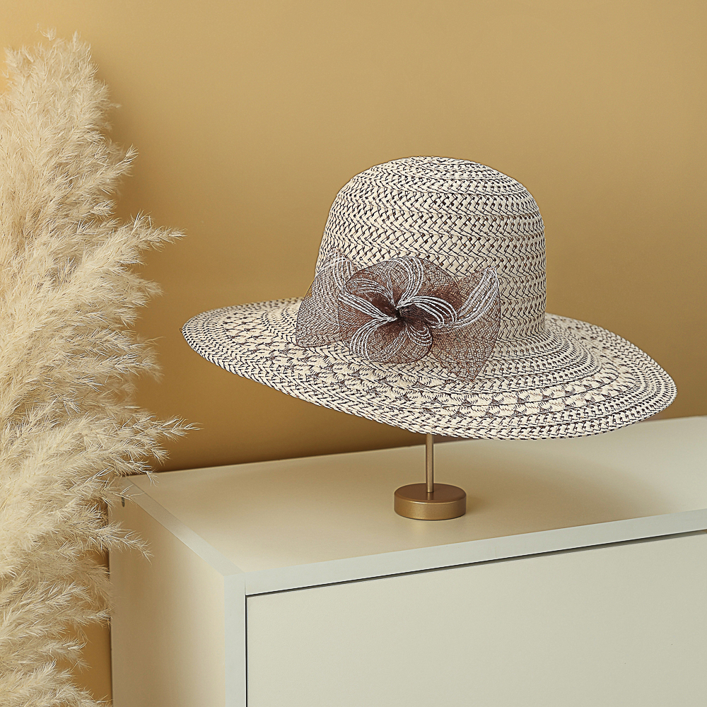 GALANTE Шляпка женская дачная с декором, р-р 56, 100% целлюлоза, 3 цвета, арт.№ 314-014