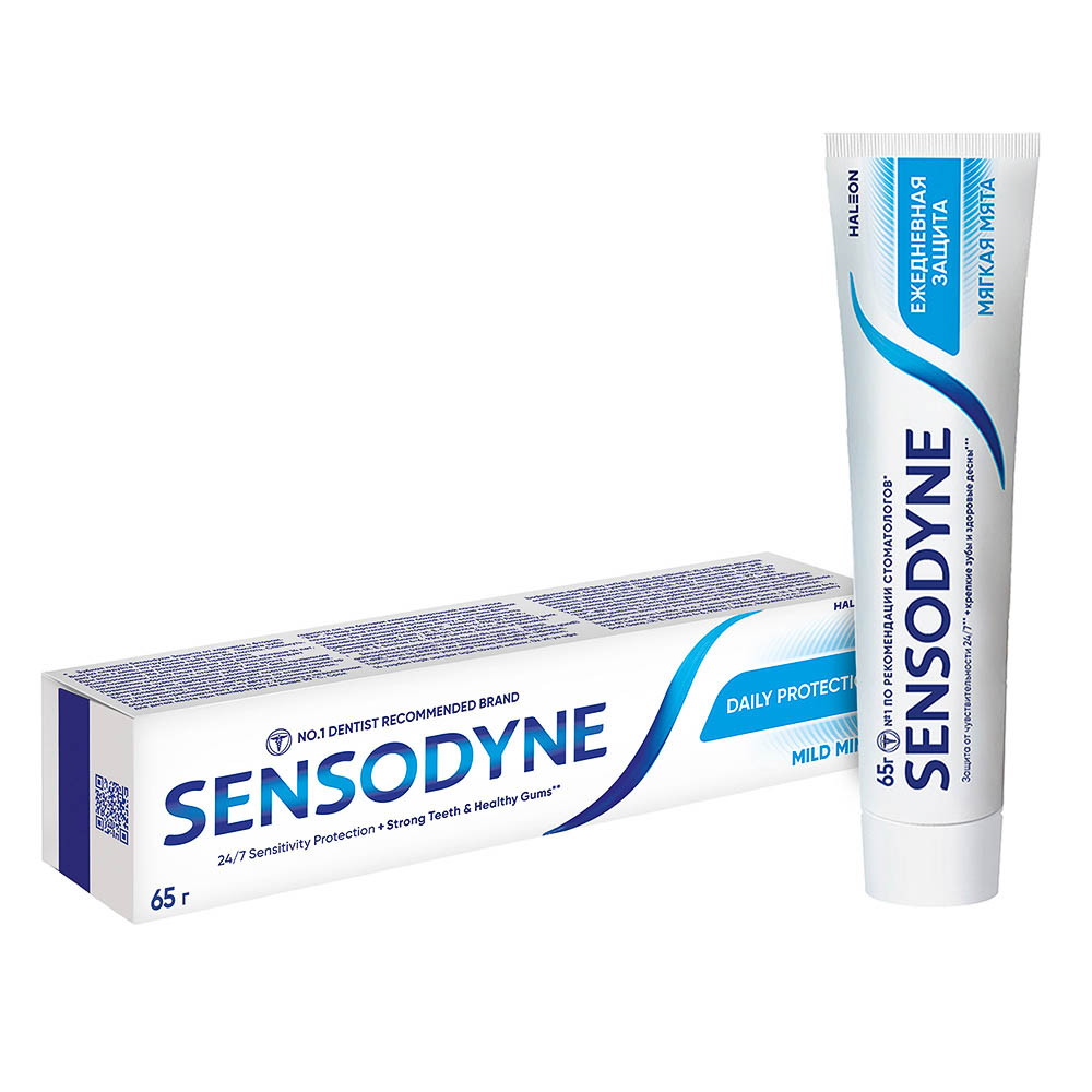 Зубная паста SENSODYNE Ежедневная защита Морозная мята/Мягкая мята, 65 г, арт.№ 981-054
