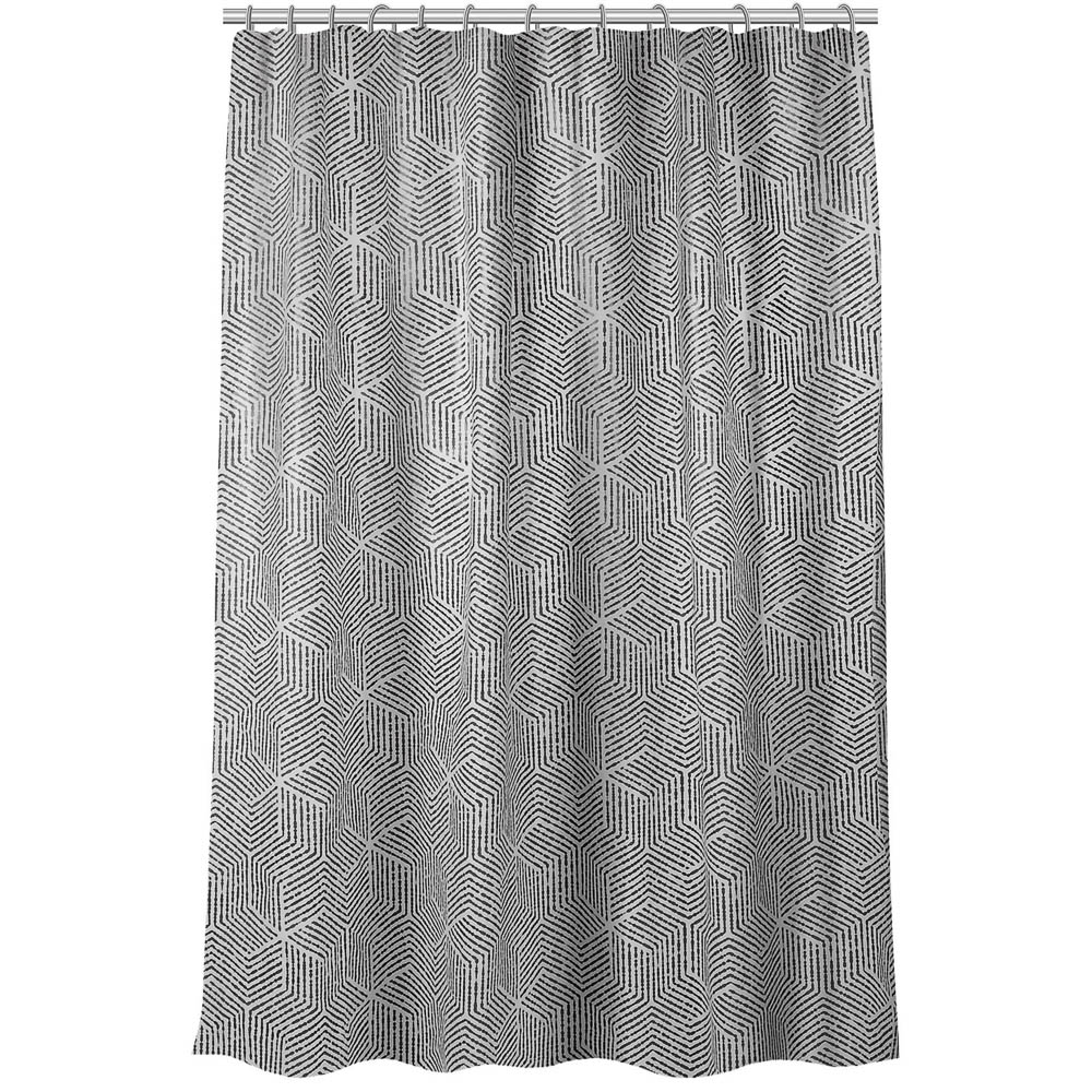 Штора для ванной 180x180см FARY, белый/чёрный, ПЕВА, SWC-55-15, арт.№ 461-660