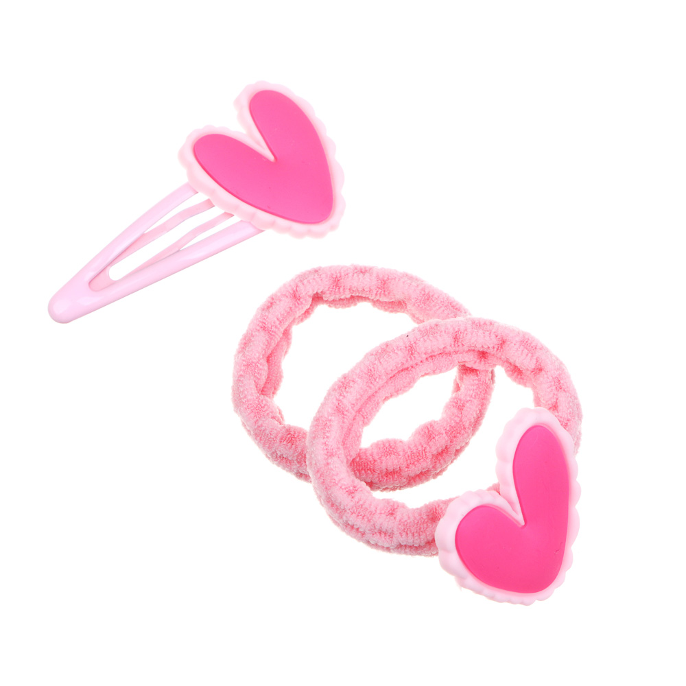 ЮНИLOOK Набор детских резинок для волос 2 шт и заколка 1 шт, d4см, 5см, металл, ПЭ, ТПР, 6 дизайнов, арт.№ 322-289