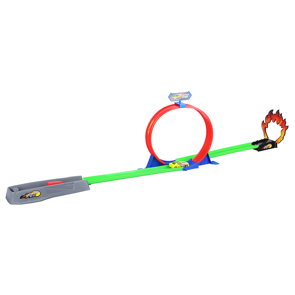 ИГРОЛЕНД Автотрек "Безумная гонка" с мертвой петлей, 1 машинка, ABS, 20,4х42,6х5,5см, арт.№ 276-087