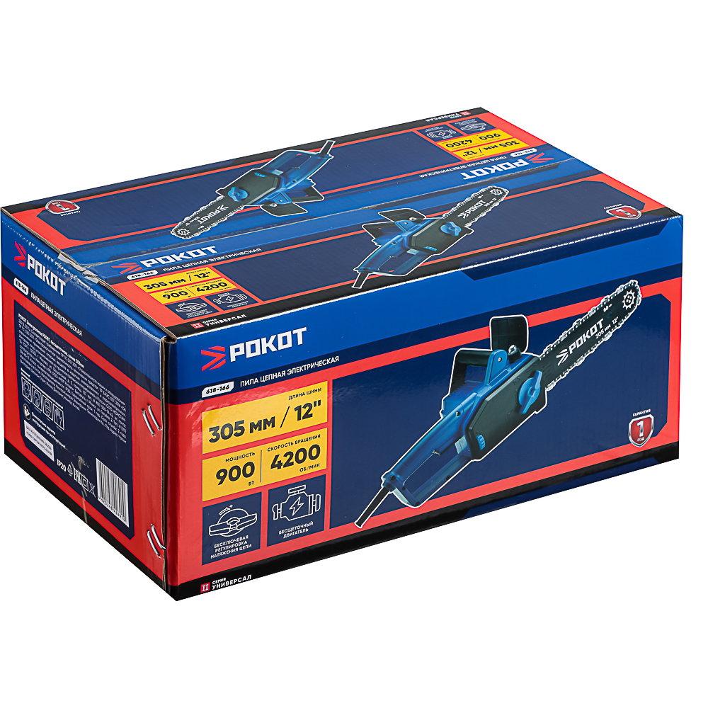 РОКОТ Электропила 900 Вт, шина 305мм, арт.№ 618-166