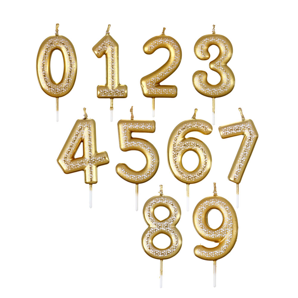 Свеча для торта - цифра тм Fntastic , 5,8 см, цвет золото с узором, парафин, пластик, (0-9), арт.№ 506-223