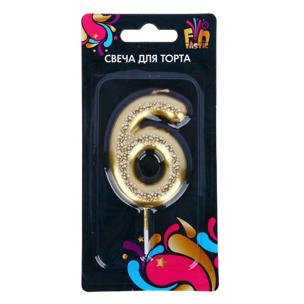 Свеча для торта - цифра тм Fntastic , 5,8 см, цвет золото с узором, парафин, пластик, (0-9), арт.№ 506-223