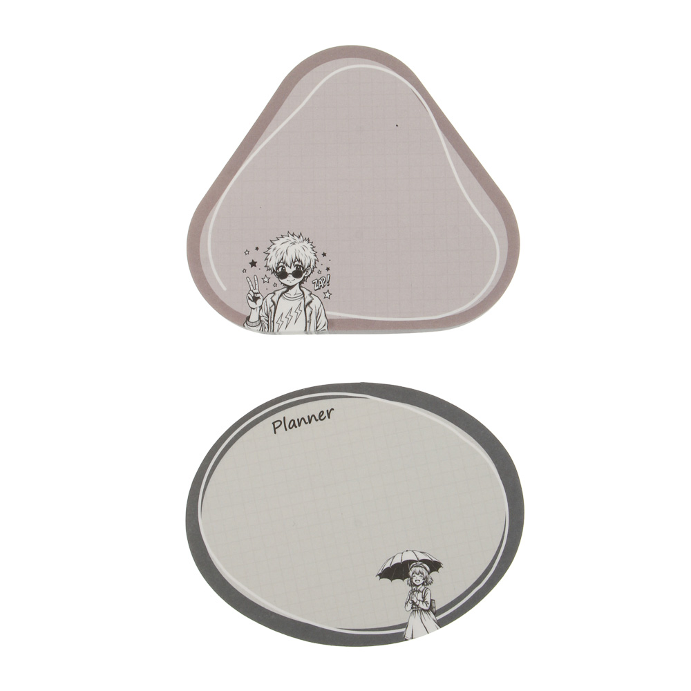 Набор клейкой бумаги для заметок, 2 блока по 50л, 80г, фигур. листы "Аниме", уп. 11х24см, арт.№ 557-124