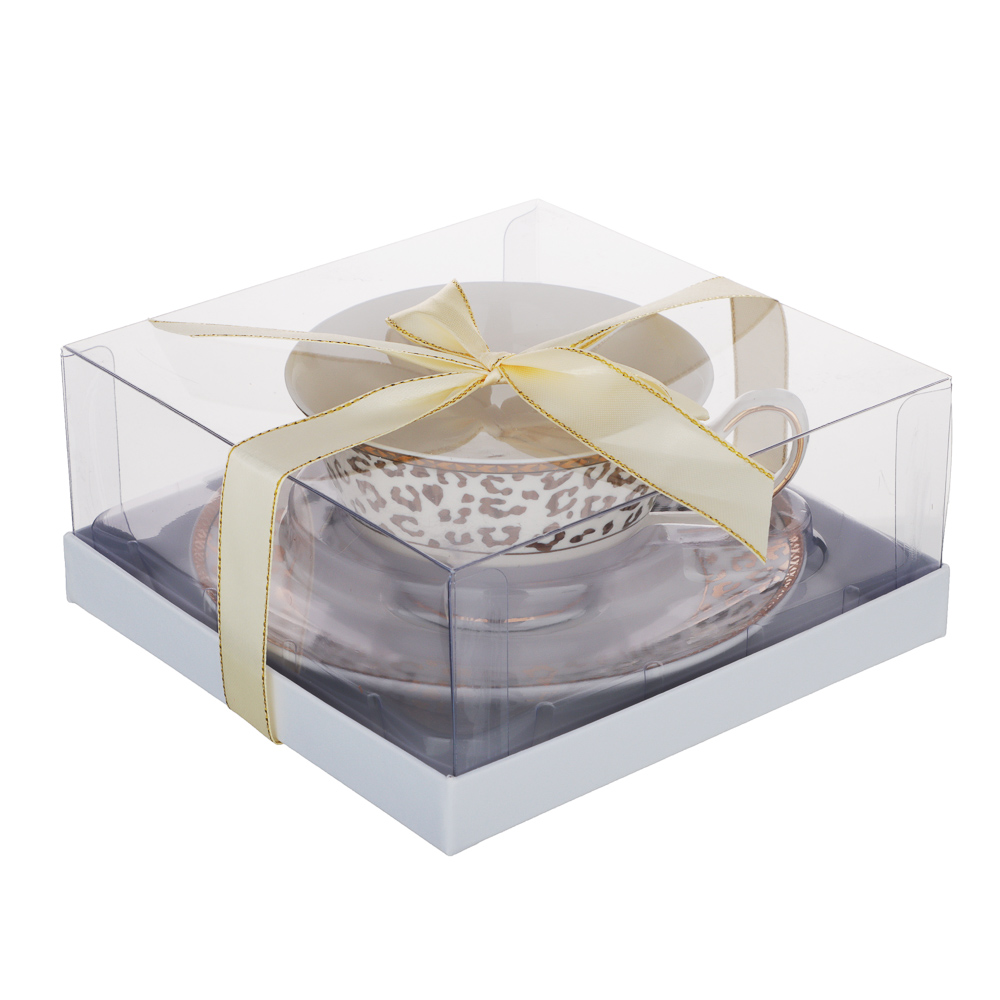 BY COLLECTION Джангл Набор чайный 2 пр., 220мл, 15см, костяной фарфор, белый, арт.№ 802-150