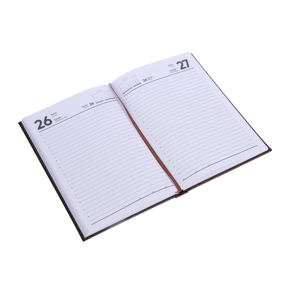 Ежедневник на 2024 "БИЗНЕС" А5, 352 стр., тв.обл.с поролоном, искусственная кожа, коричневый, арт.№ 572-132