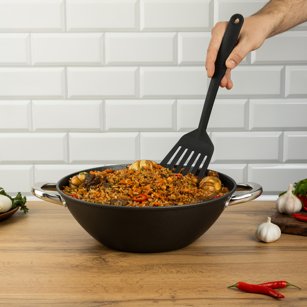 SATOSHI Казан чугун,28см,3,6л,антипр.покр,решетка,стекл.крыш,нейлон.лопатка,бамб.палочки,индукция, арт.№ 808-030