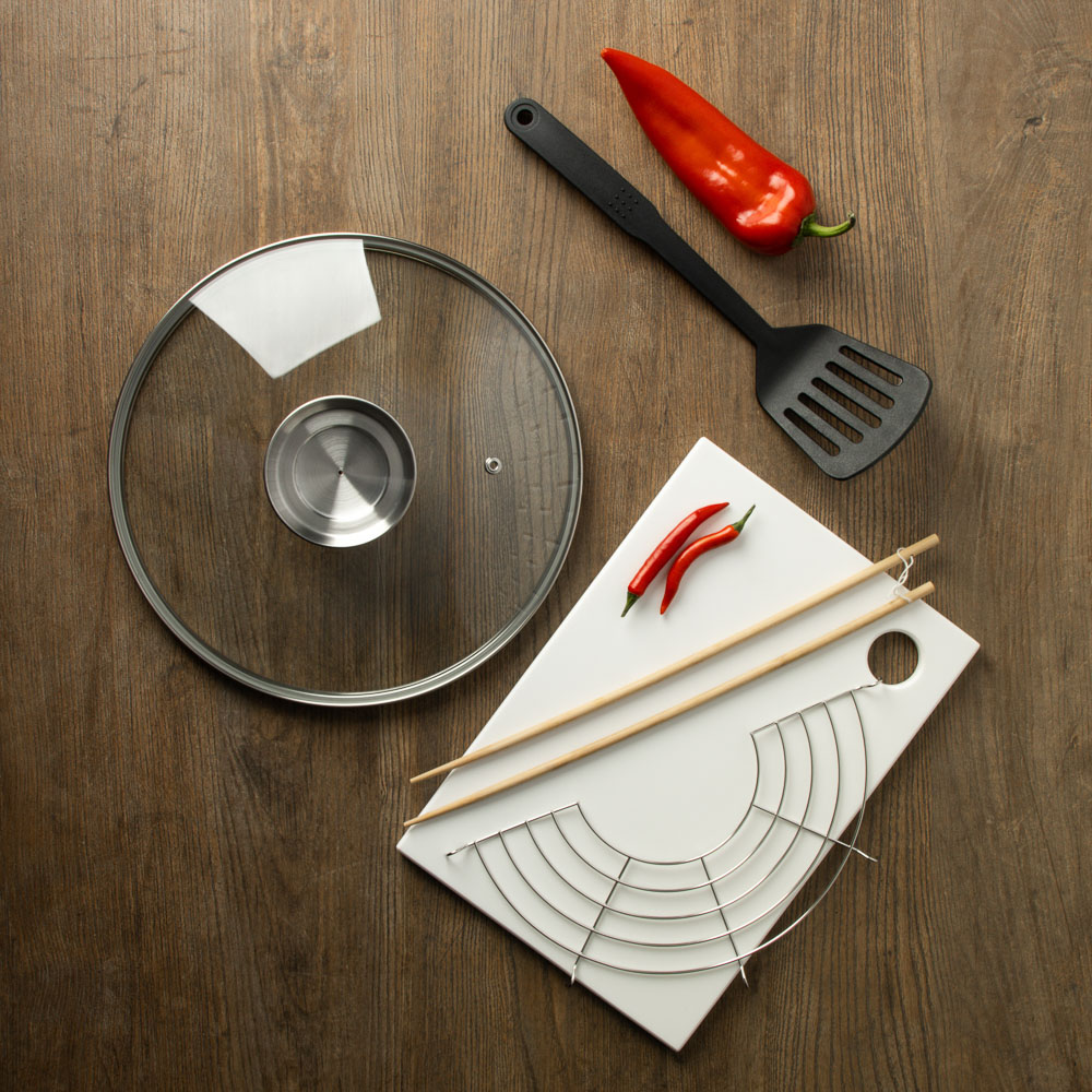 SATOSHI Казан чугун,28см,3,6л,антипр.покр,решетка,стекл.крыш,нейлон.лопатка,бамб.палочки,индукция, арт.№ 808-030