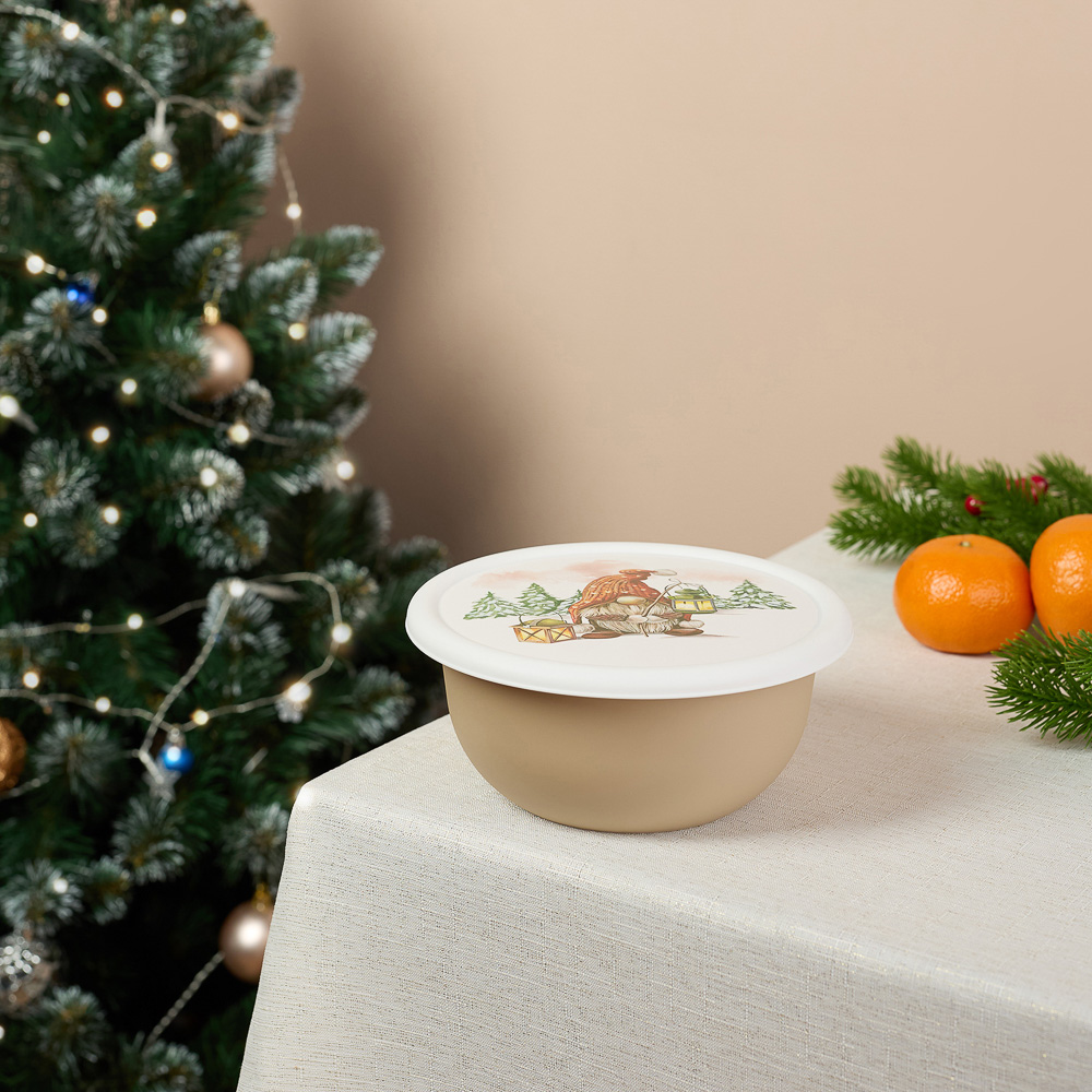 Шишки, Гном Миска с крышкой 1,2л, пластик, 2 дизайна, арт.№ 861-472