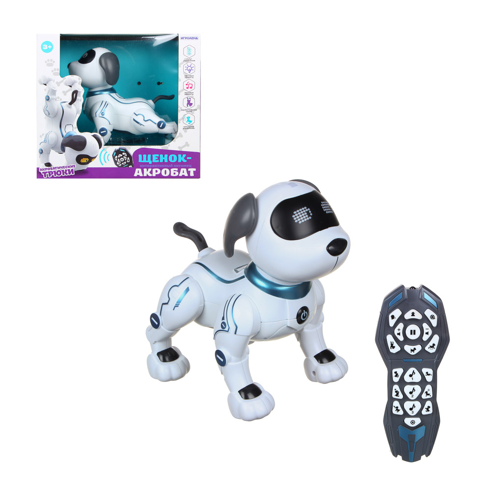 ИГРОЛЕНД Робот "Щенок-акробат" на пульте упр., звук, свет, движ., ABS, 4xAA, 2хААА, 29,2x26,5x17,5см, арт.№ 272-751