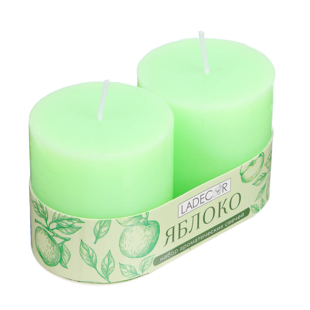 LADECOR Набор свечей, 2 шт, 5x5 см, парафин, 6 цветов, арт.№ 508-849