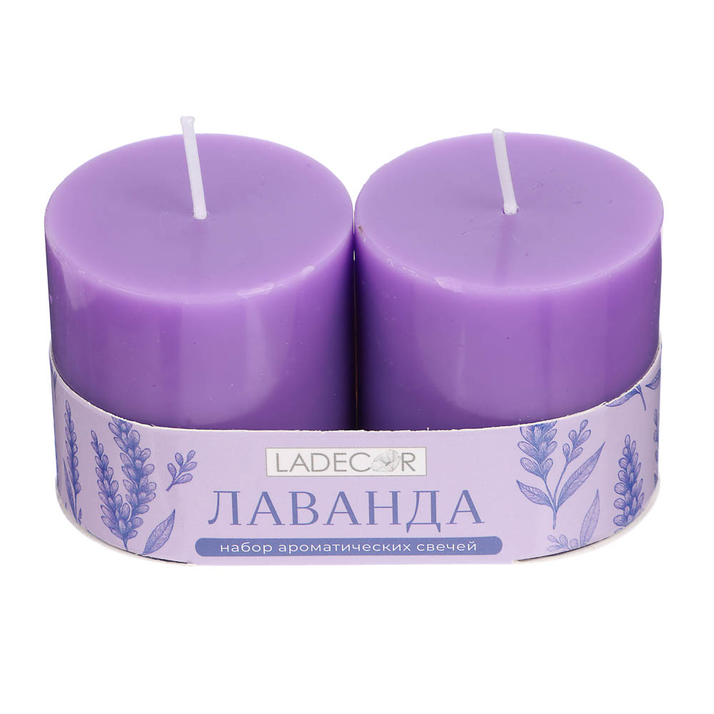 LADECOR Набор свечей, 2 шт, 5x5 см, парафин, 6 цветов, арт.№ 508-849