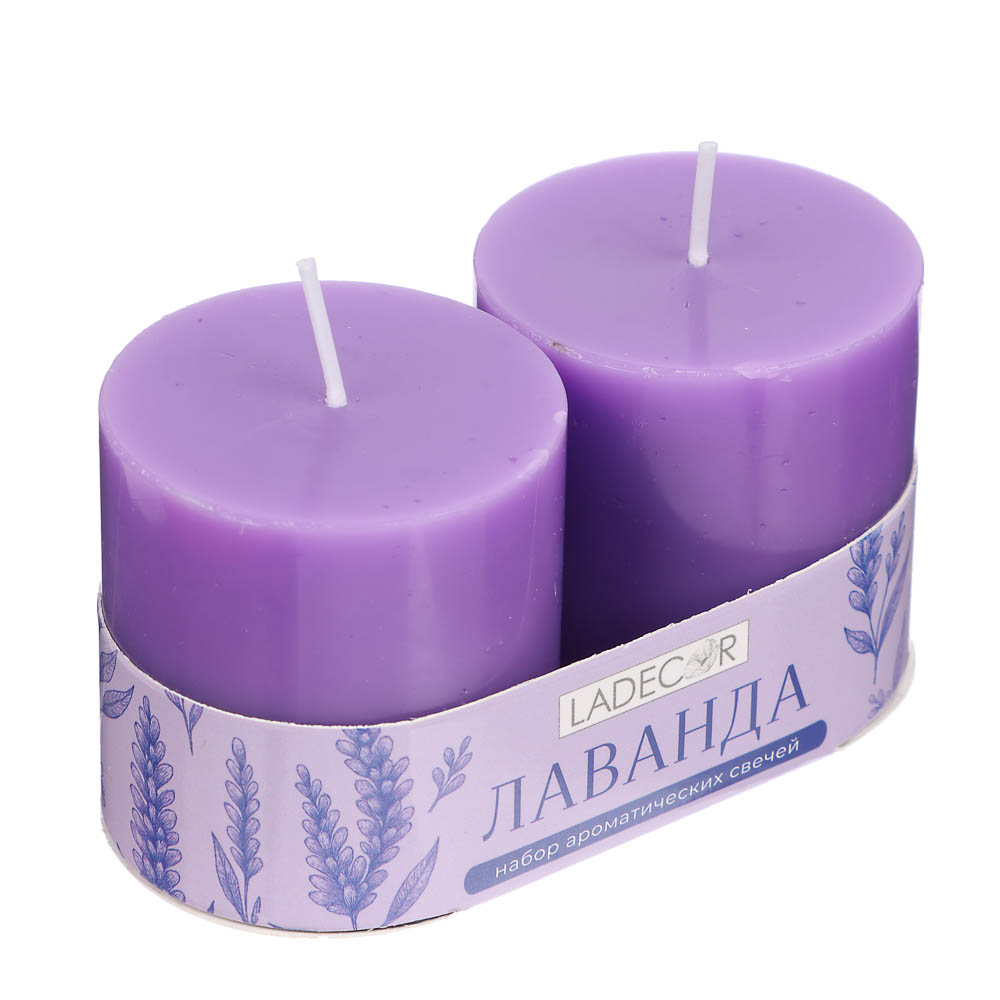 LADECOR Набор свечей, 2 шт, 5x5 см, парафин, 6 цветов, арт.№ 508-849