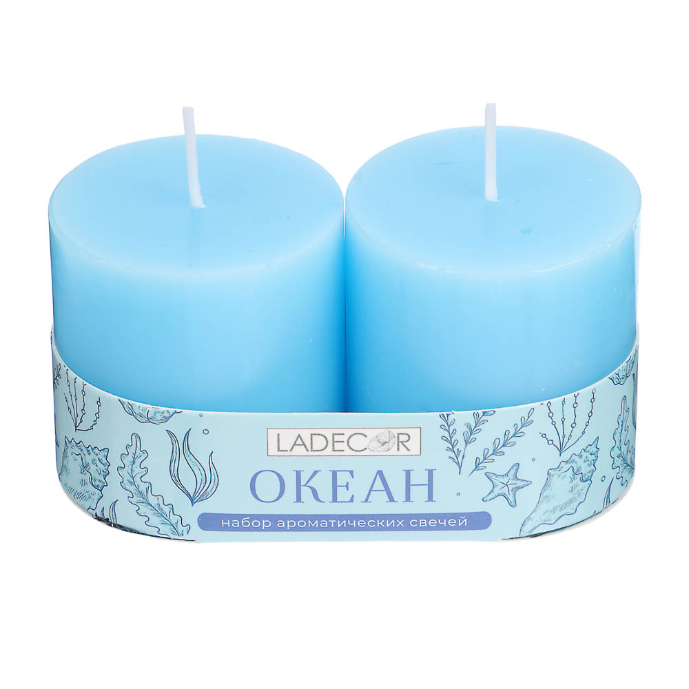 LADECOR Набор свечей, 2 шт, 5x5 см, парафин, 6 цветов, арт.№ 508-849