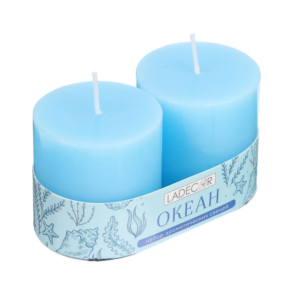 LADECOR Набор свечей, 2 шт, 5x5 см, парафин, 6 цветов, арт.№ 508-849