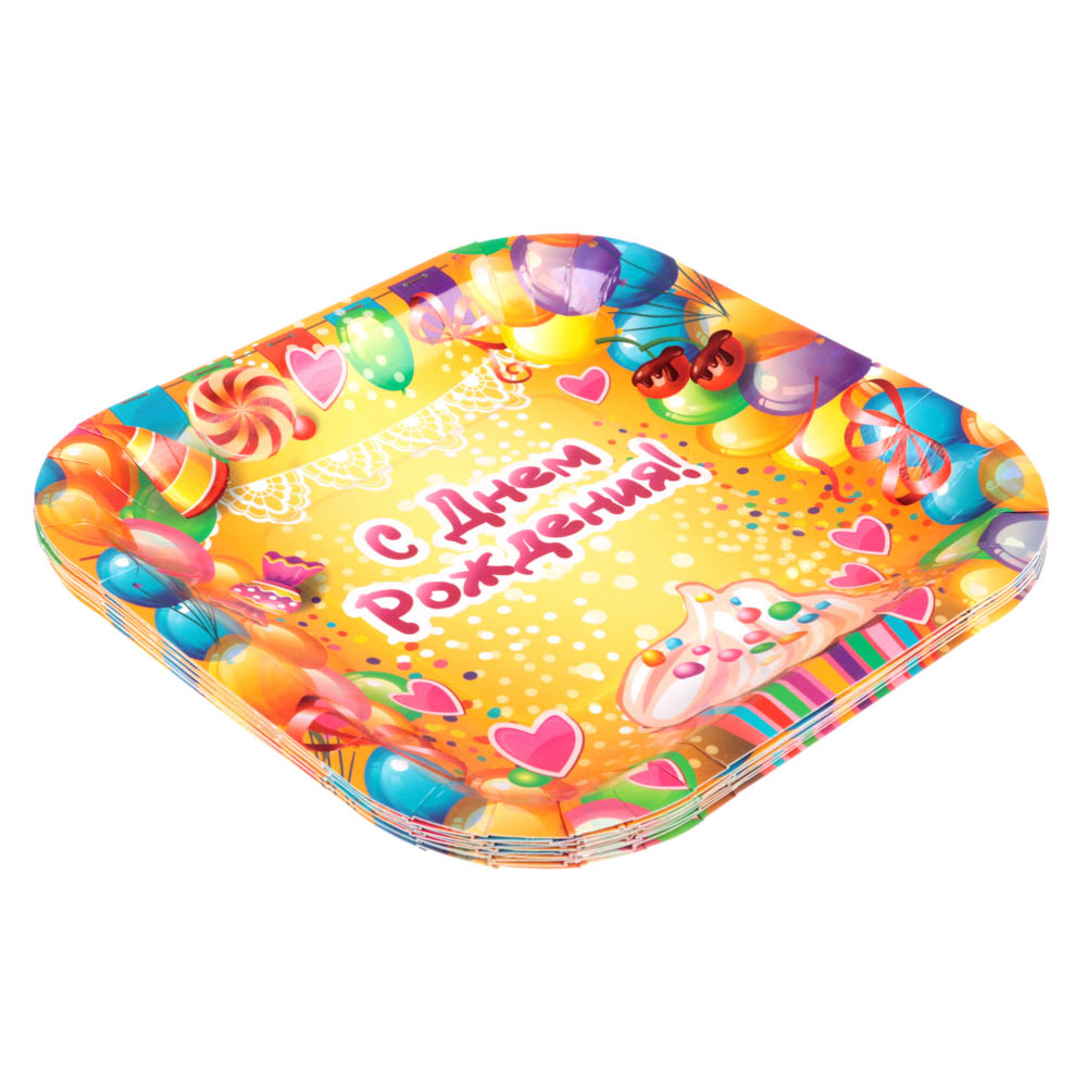 Набор тарелок тм Fntastic, 10шт, бумажные, 18x18x1,5см, арт.№ 533-002