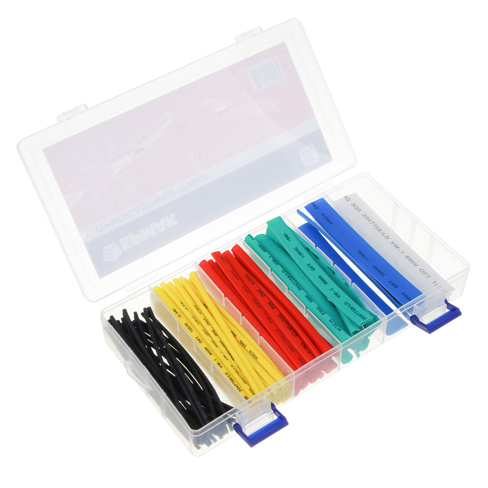 ЕРМАК Термоусадочные трубки 100 шт в пласт кейсе, арт.№ 690-115