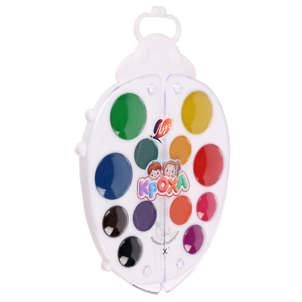 Акварель "Божья коровка" 12 цв б/к (фигурная), арт.№ 231-098