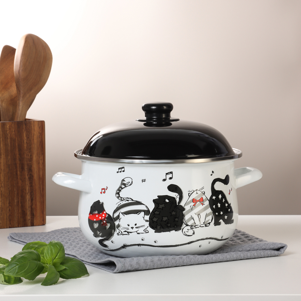 VETTA Хвостатые друзья Кастрюля эмалированная, 22см, 3,6л, индукция, арт.№ 894-542