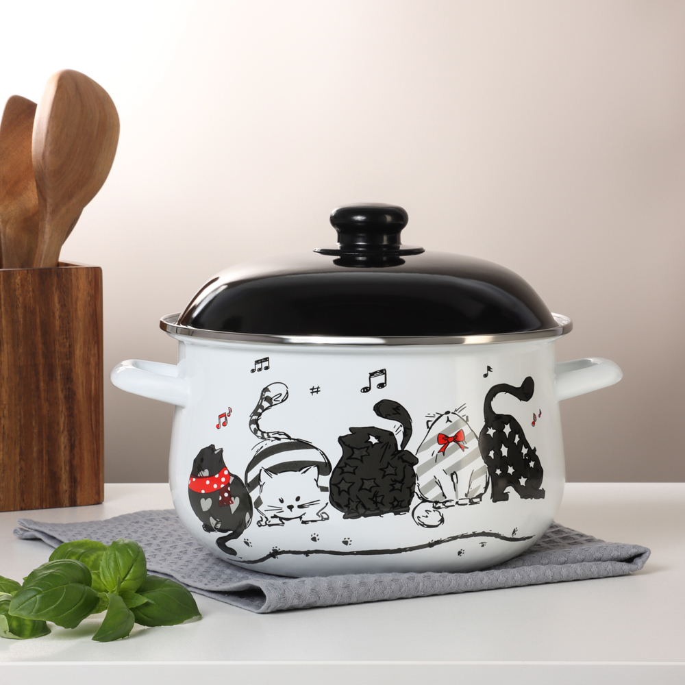 VETTA Хвостатые друзья Кастрюля эмалированная, 24см, 5,0л, индукция, арт.№ 894-543