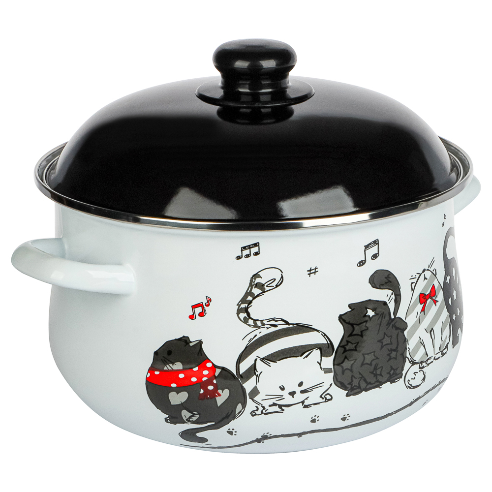 VETTA Хвостатые друзья Кастрюля эмалированная, 24см, 5,0л, индукция, арт.№ 894-543