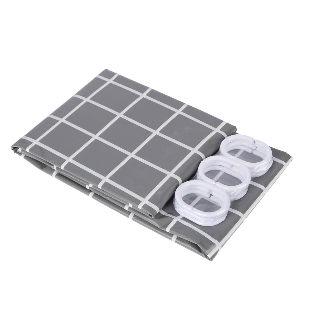 Шторка для ванной тм VETTA Квадро, ПЕВА 60г/м2, 180x200см, серый цвет, арт.№ 461-650