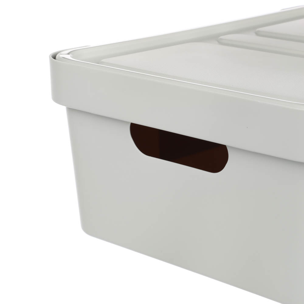 Ящик с крышкой универсальный с ручками Luxe, 38х28х14см, 12л, св-сер., арт.№ 457-680