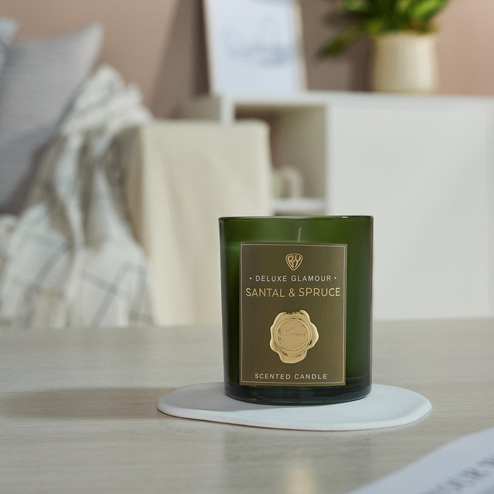 BY Свеча ароматизированная Deluxe Glamour, 200гр. Santal & Spruce, арт.№ 412-224