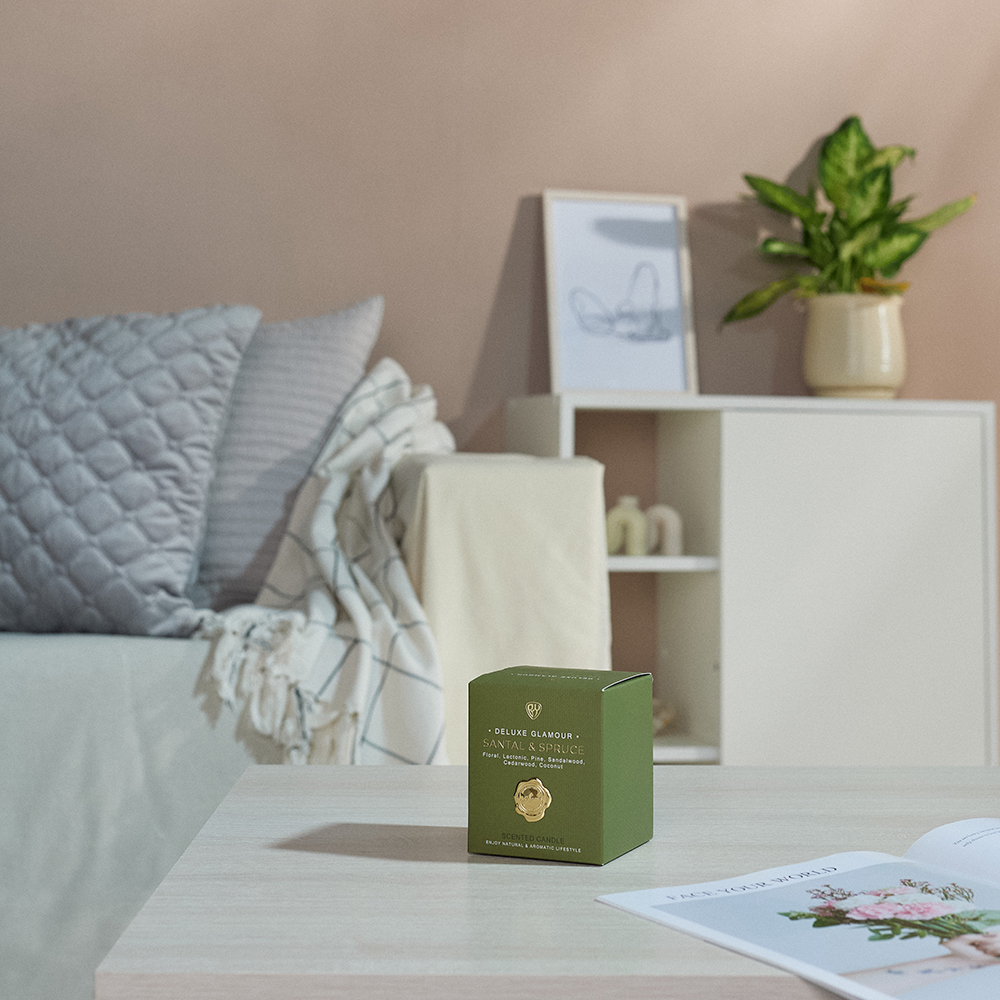 BY Свеча ароматизированная Deluxe Glamour, 200гр. Santal & Spruce, арт.№ 412-224