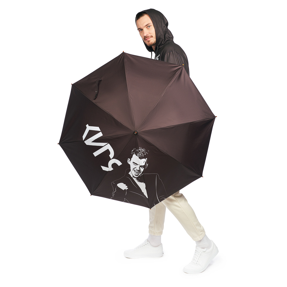 Зонт-трость "КИРЯ" универсальный, сплав, дерево, дюспо, длина 100 см, 8 спиц, 2 дизайна, арт.№ 006-003